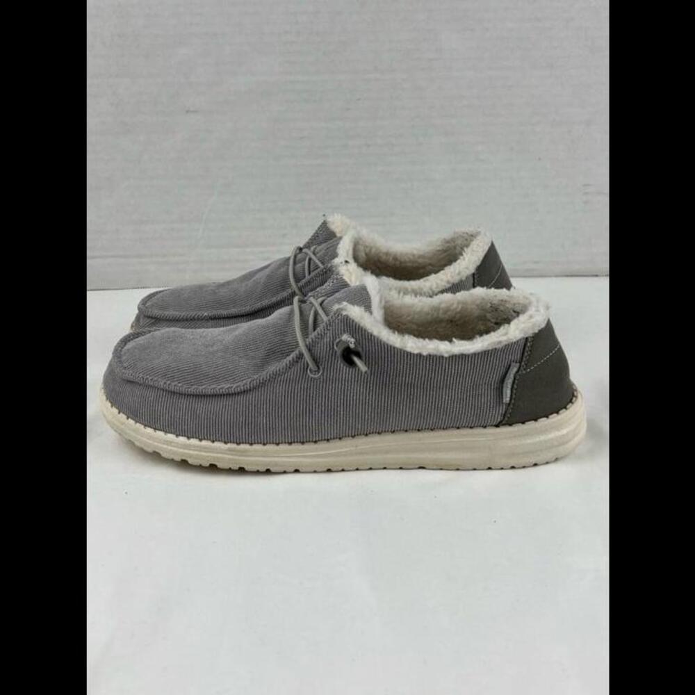 Hey Dude Wendy Comfort Corduroy Grey Faux Fur Wmns Sz 10